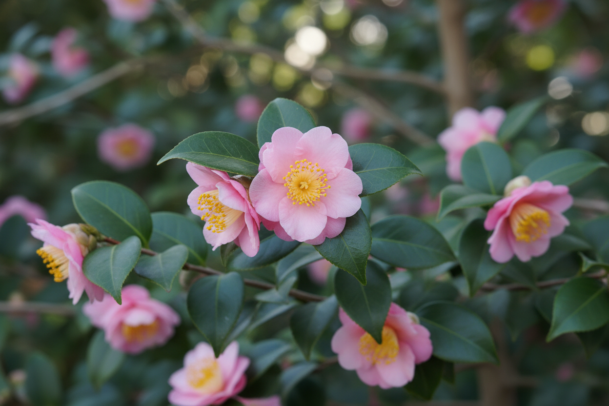 Herbstblühende Kamelie 'Hime Botan' / Camellia sasanqua 'Hime Botan'